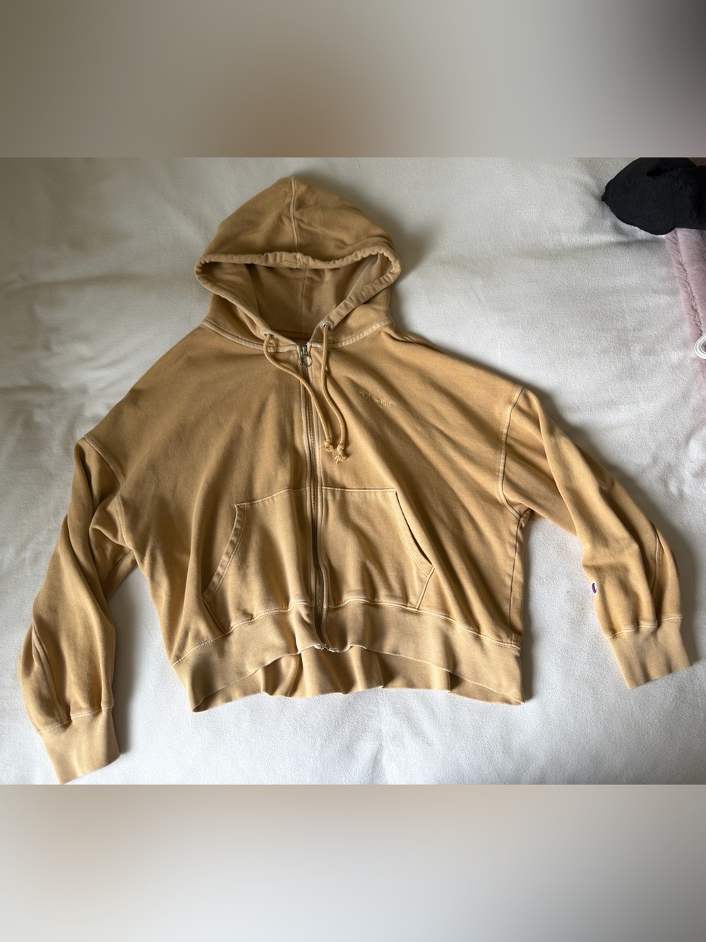 Champion Women’s Lightweight Fleece Zip-Front Hoodie Sweater Tan/Yellow